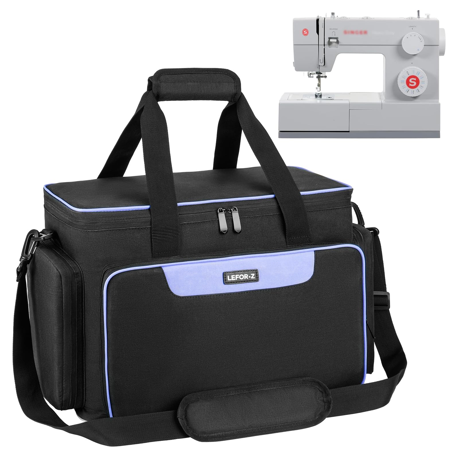 LEFOR·Z Sewing Machine Bag,Sewing Machine Carry Case with Pockets for Sewing Machines and Sewing Accessories,Sewing Bag Fit for Most Standard Size Singer,Brother,Janome,Sewing Box Large,Black