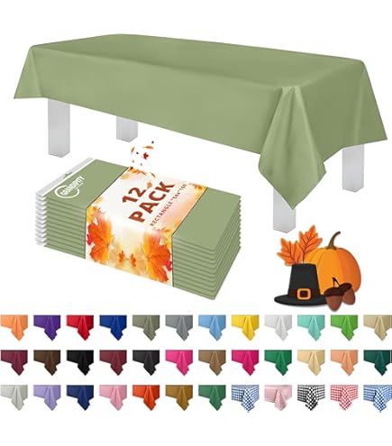 Lot De 6 Nappes Rectangulaires Jetables En Plastique Vert Sauge Pour Printemps, été, Pique-nique, Salle à Manger, Fête D'anniversaire, Décoration De Fête Dans La Jungle, 137 X 274 Cm