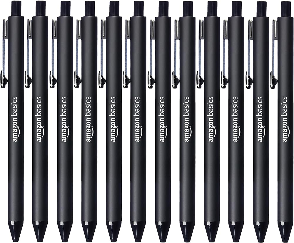 Amazon Basics Retractable Ballpoint Pen Black 12 Pack