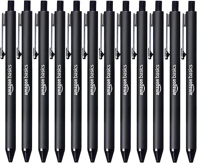 Amazon Basics Retractable Ballpoint Pen Black 12 Pack