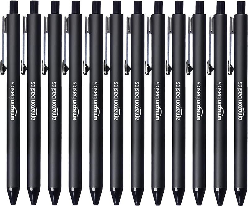 Amazon Basics Retractable Ballpoint Pen Black 12 Pack