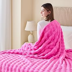 NEWCOSPLAY Twin Blanket for Couch Hot Pink Super