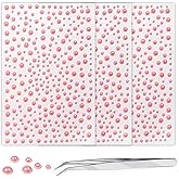 3 Sheets Pink Self Adhesive Pearl Jewels Stickers 3-6mm Pearl Gem Stickers Bling Rhinestone Gems Sticker Embellishment Sticker for Hair Face Eye Nail Art Makeup Scrap Booking and Crafts