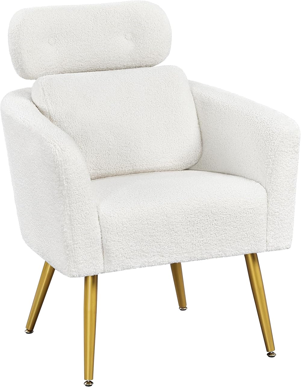 Yaheetech Tub Chair Boucle Armchair with Adjustable Headrest White