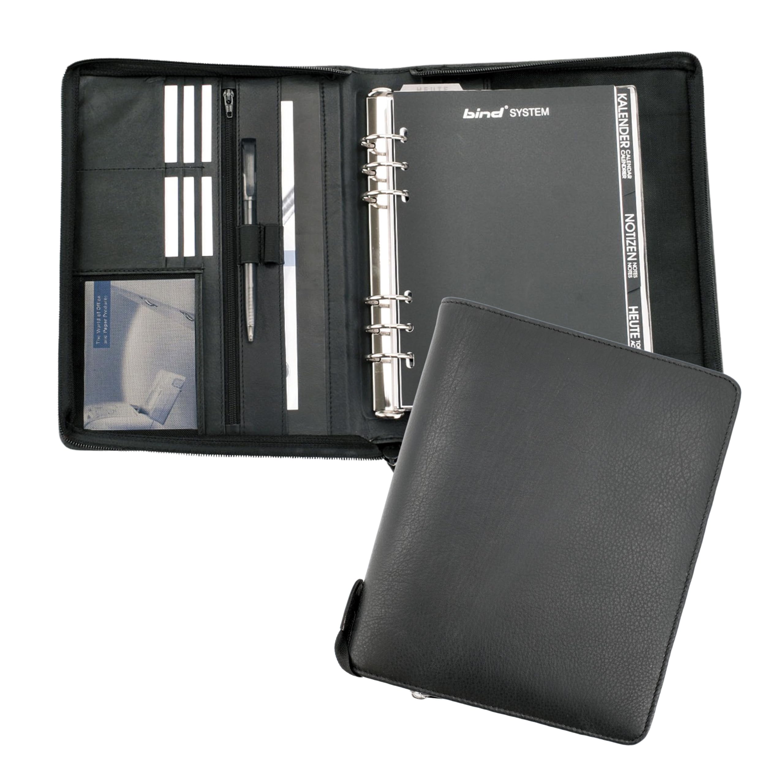 Bind T 3 - Personal Planner A5 With Zipper, Nappa Leather, Black