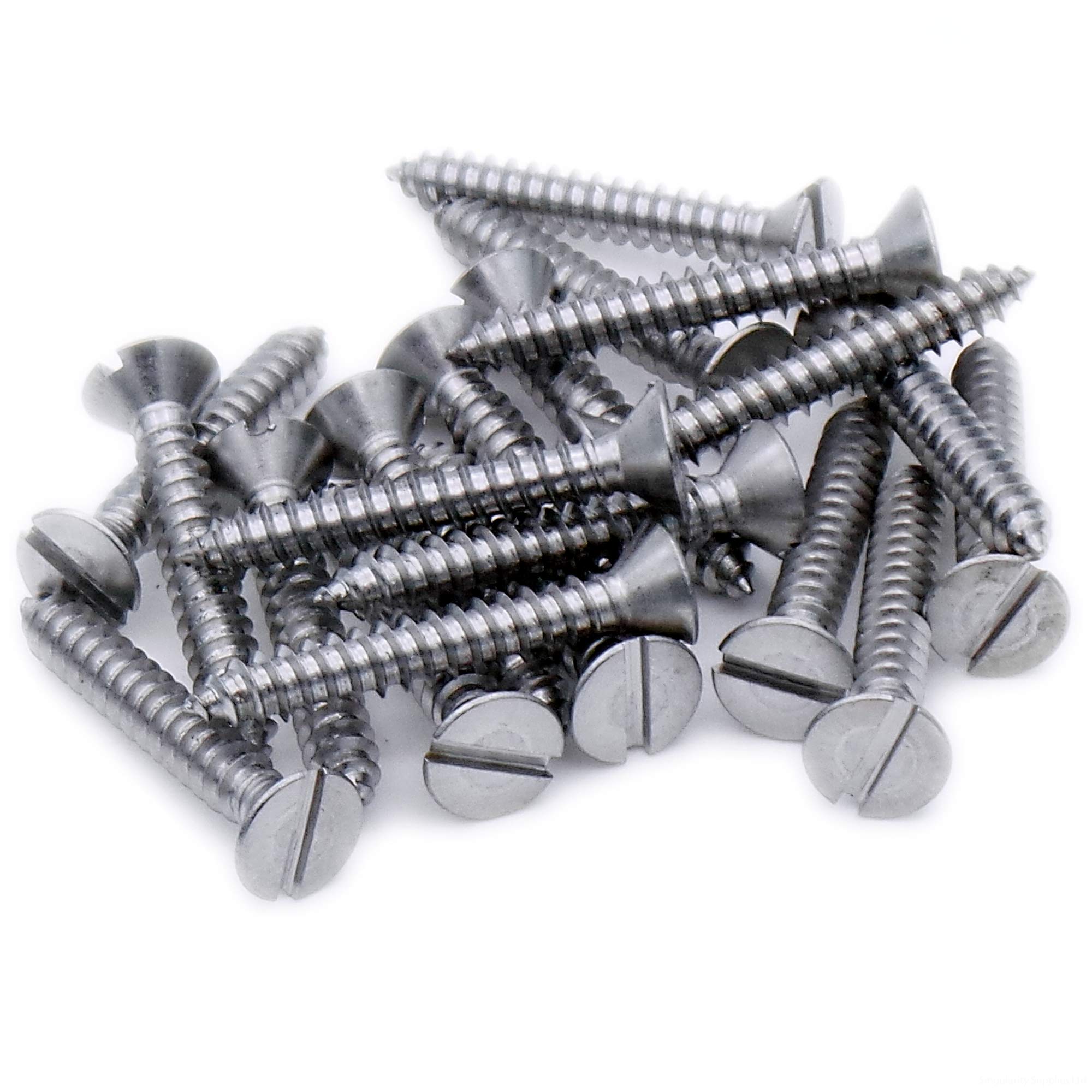 No.14 x 0.625 (6.3mm x 16mm) Slot Countersunk Self-Tapping Screw - Stainless Steel (A2) (Pack of 20)
