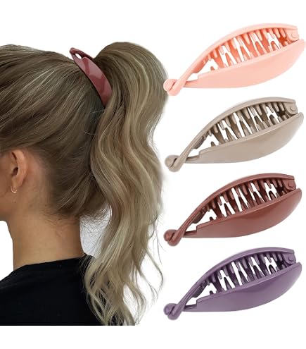 Cute Banana Clip For Women – Big Resin Hair Pin For Long Hair, Perfect For Casual Or Party Looks