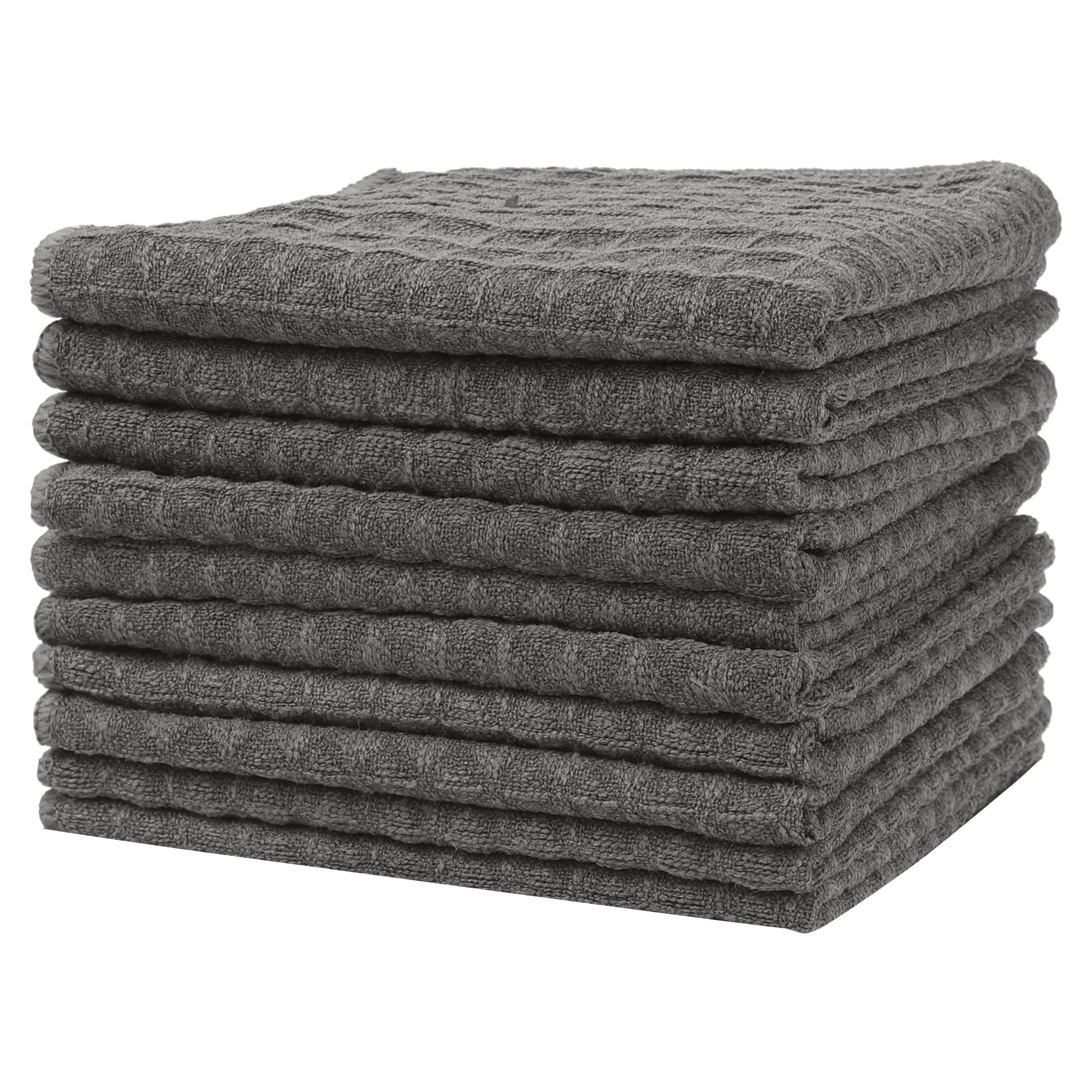 Uxcell Waffle Weave Microfiber Kitchen Cleaning Cloth, Absorbent and Quick Drying Lint Free Dish Towels for Washing Dishes Grey 25cm x 25cm-Pack of 10