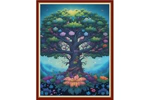 Redxing Stamped Cross Stitch Kits Embroidery kit for Beginners Adults Full Range of Embroidery Patterns Starter Kits DIY Printed Cross Stitch Kits Needlepoint Kits 11CT-Magic Tree 15.7x19.7 inch