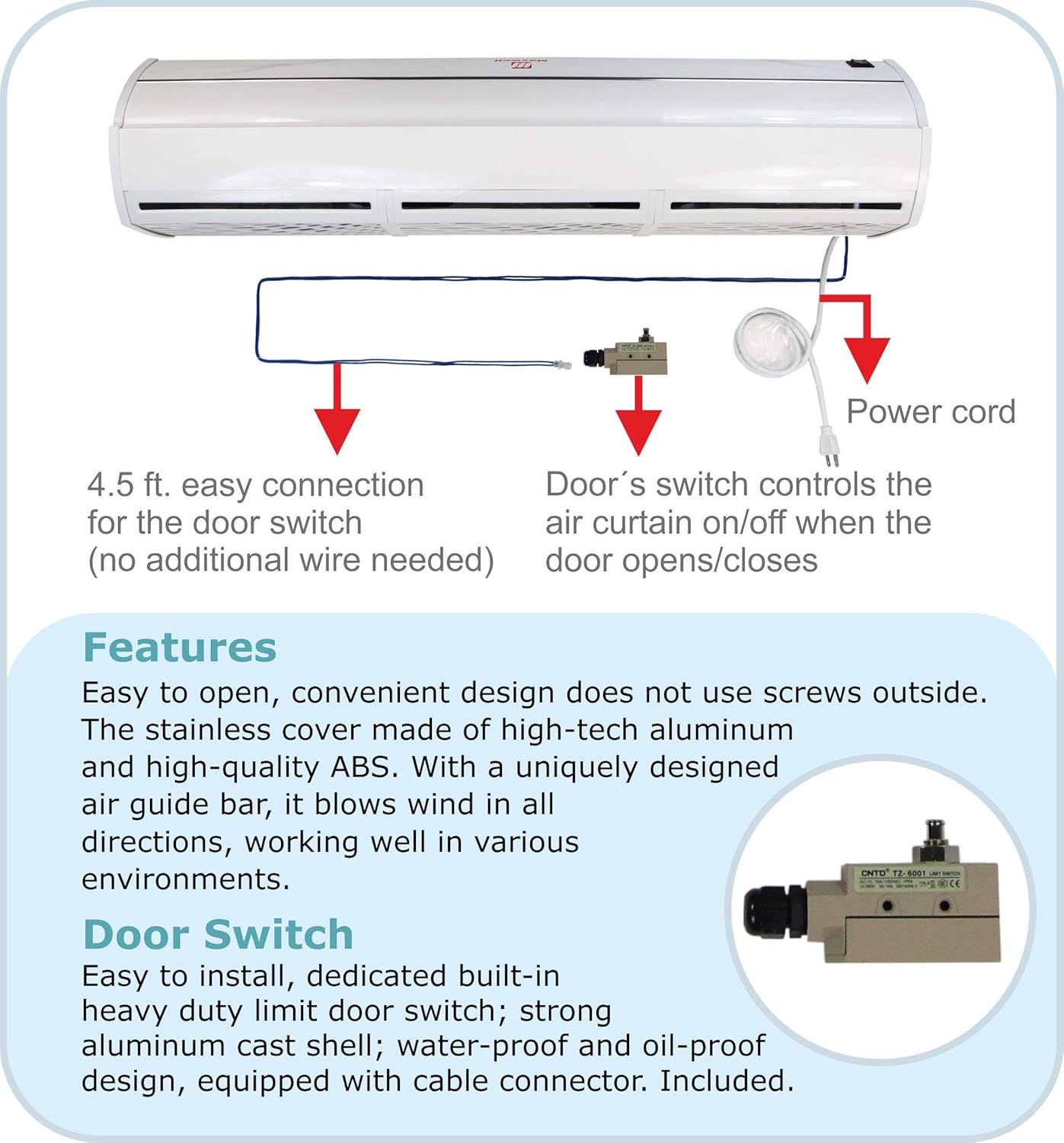 48 Maxwell Commercial Designed Air Curtain With Heavy Duty Door