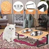 Radsocken Elevated Cat Food Bowls 15° Tilted Stainless Steel with Wooden Stand view 3