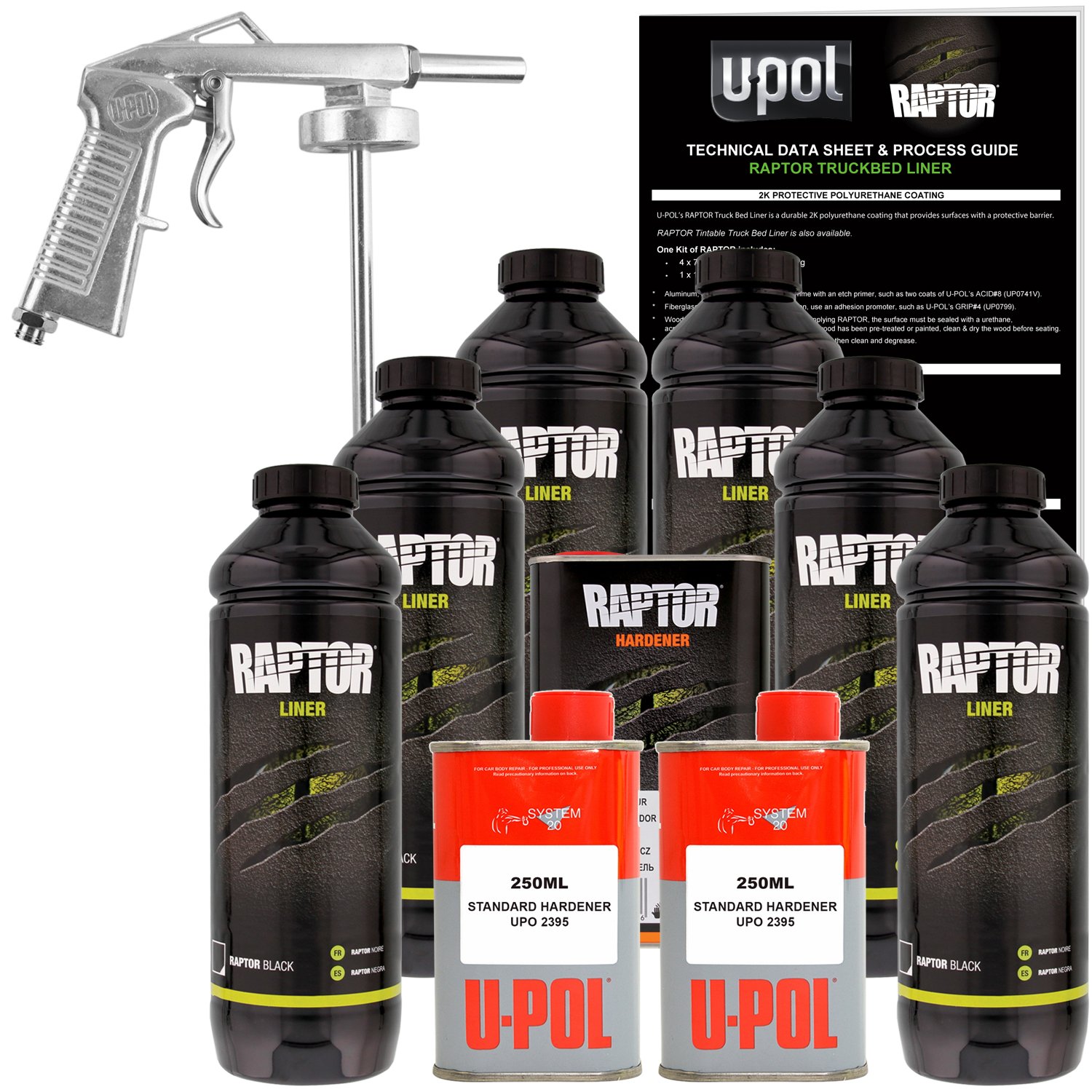 UPOL Raptor Black Urethane SprayOn Truck Bed Liner Kit w/ FREE Spray