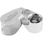 40x Illuminated Jeweler LED UV Lens Loupe Magnifier with Metal Construction and Optical Glass, with Kare and Kind Retail Pack