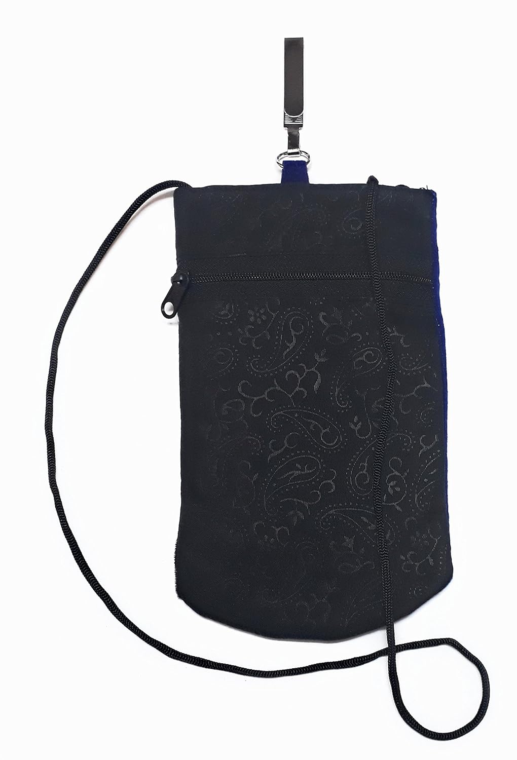 embroidered velvet zari mobile pouch with waist clip/drawstring for girls/women