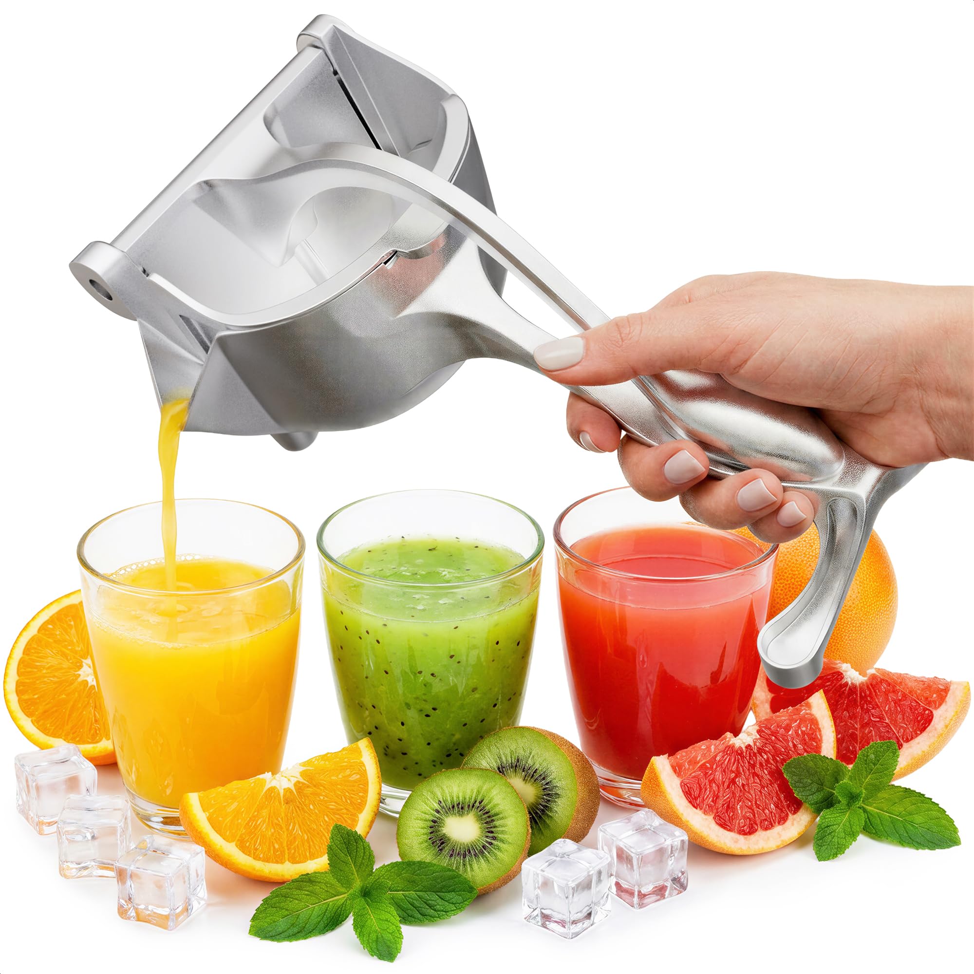 Photo 1 of Fruit Juice Squeezer Handheld Aluminum Alloy - Manual Juicer Hand Press, Non-Slip Ergonomic Handle, Easy to Use & Clean, 0.6 L Capacity - Great Bar Juicer for Citrus, Pomegranate, and Other Fruits