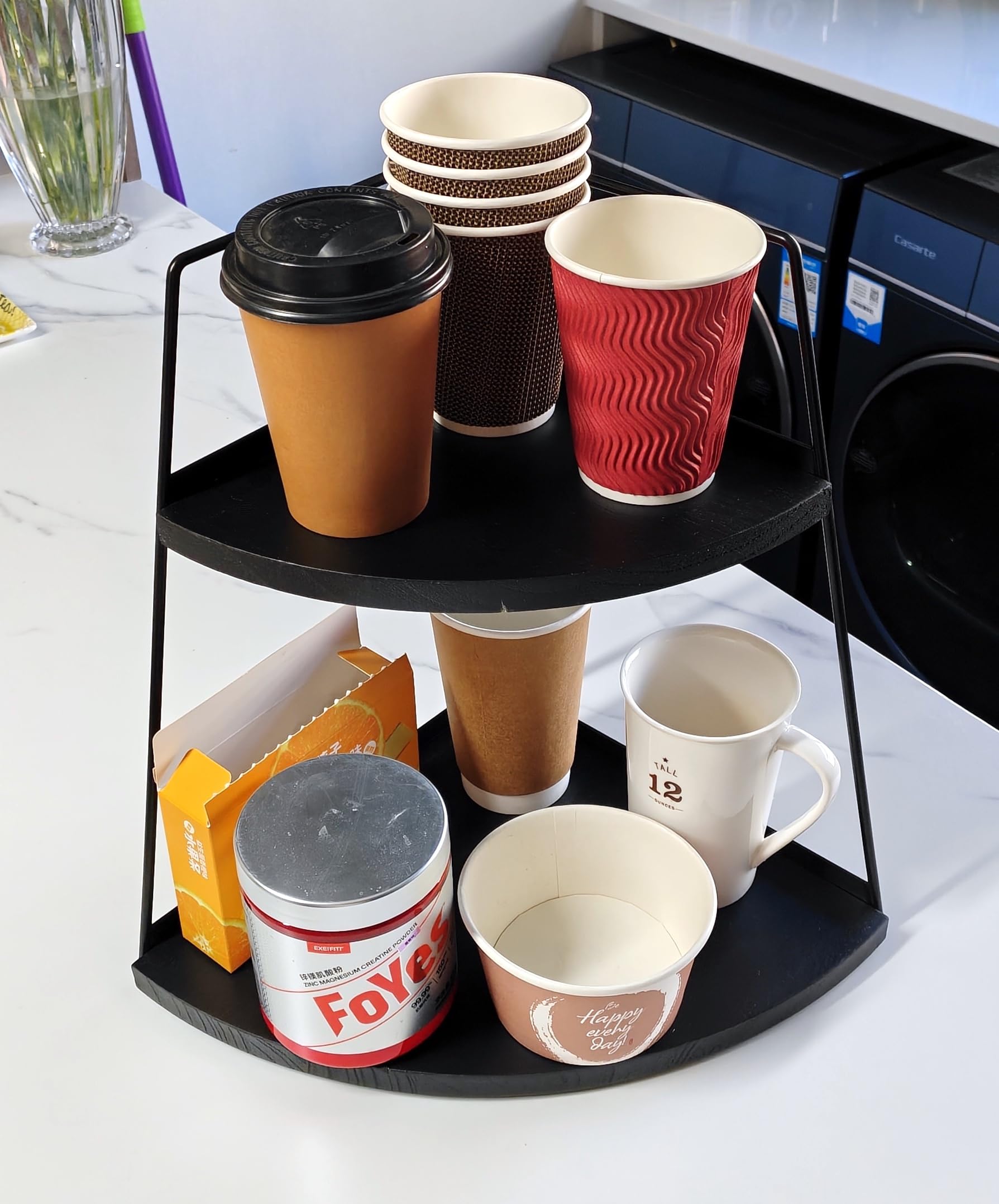 Photo 1 of 2 Tier Bathroom Counter Organizer,Standing Rack Cosmetic Holder,Wood Bathroom Organizer,Vanity Organizer Bathroom Counter Tray,for Bathroom,Bedroom (Black)