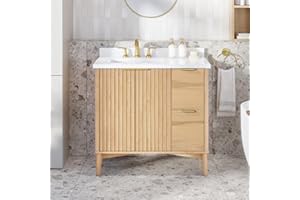 OVE Decors Indy 36 in. Undermount Single Sink Bathroom Vanity with White Engineered Marble Top, Rustic Ash