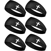 Shihanee 6 Pcs Christian Headbands for Men | Cross Athletic Sweatbands, Moisture Wicking Design, Football Baseball Basketball Running, Non Slip Secure Fit During Games