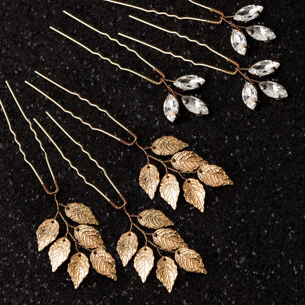 MJartoria 6/10/20 Pcs Wedding Hair Accessories for Brides Bridal Hair Accessories Rhinestone U-Shaped Handmade Hair Pins Wedding Party Evening Handmade Flower Clip Headpiece Head Wear