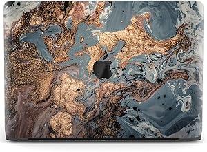 Mertak Hard Case for Apple MacBook Pro 16 Air 13 inch Mac 15 Retina 12 11 2020 2019 2018 2017 Protective Painting Black Bronze Laptop Luxury Art Design Touch Bar Gold Oil Abstract Plastic Clear