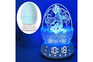MTDYHY Novelty Alarm Clock with Sunrise Simulation Dragon Egg lamp, 20 Soothing Sounds Bluetooth Speaker, Portable Touch Control Egg Night Light, Timer Sleep Aid, Unique Gift/Decor for Kids Adults