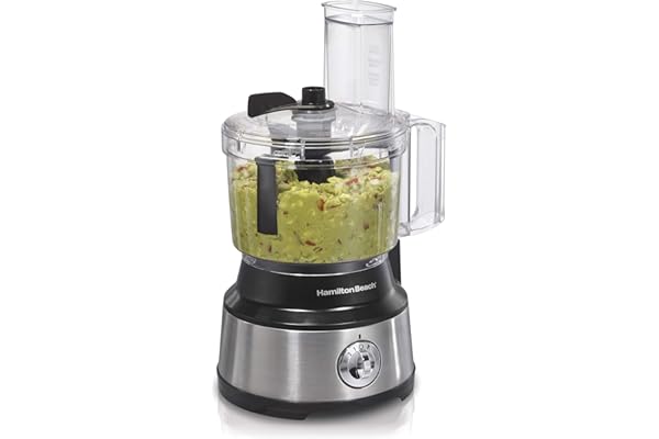 Hamilton Beach Food Processor & Vegetable Chopper for Slicing, Shredding, Mincing, and Puree, 10 Cups + Easy Clean Bowl Scrap