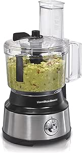 Hamilton Beach Food Processor &amp; Vegetable Chopper for Slicing, Shredding, Mincing, and Puree, 10 Cups - Bowl Scraper, Stainless Steel