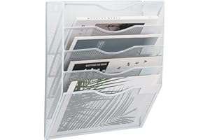 COSYAWN 5 Tier Wall File Holder Hanging Mail Organizer Metal Wall Mount Magazine Rack White