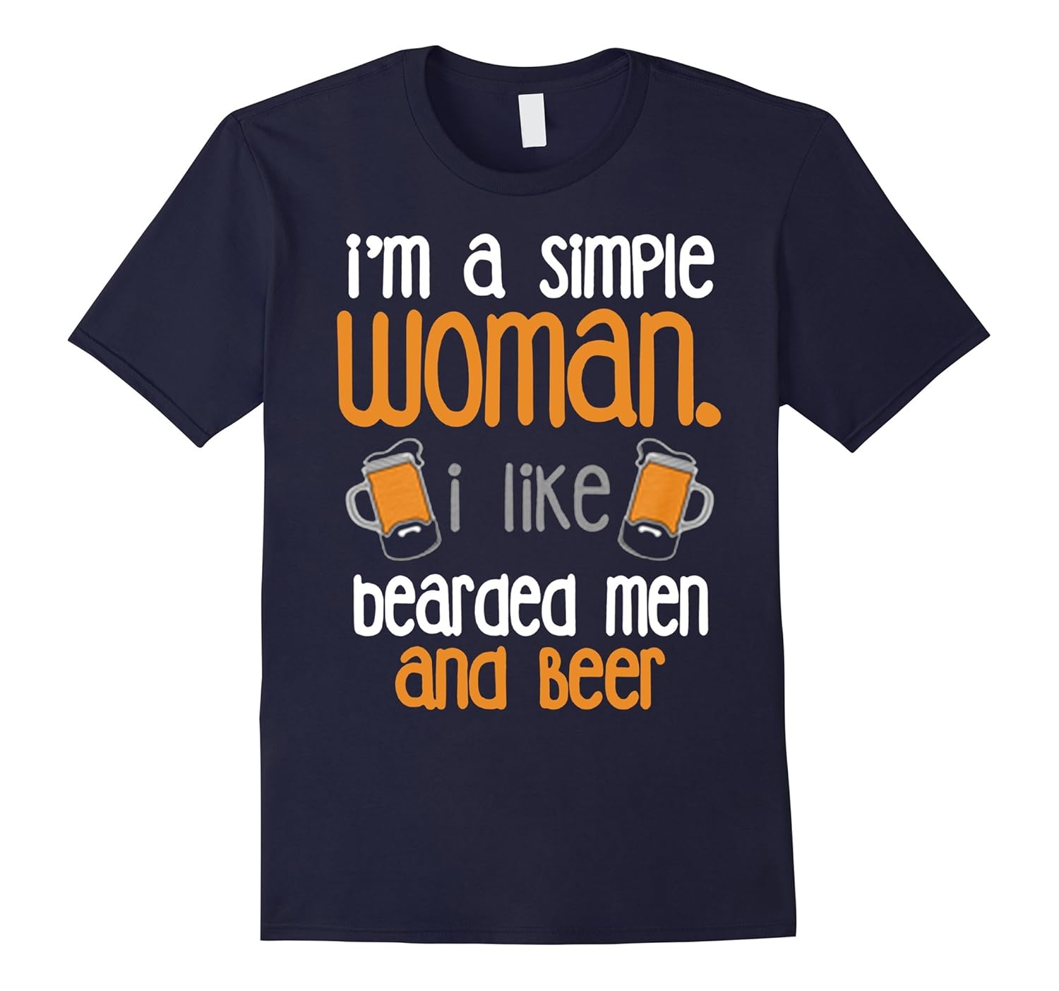 Simple Woman I Like Bearded Men And Beer T-Shirt-ANZ