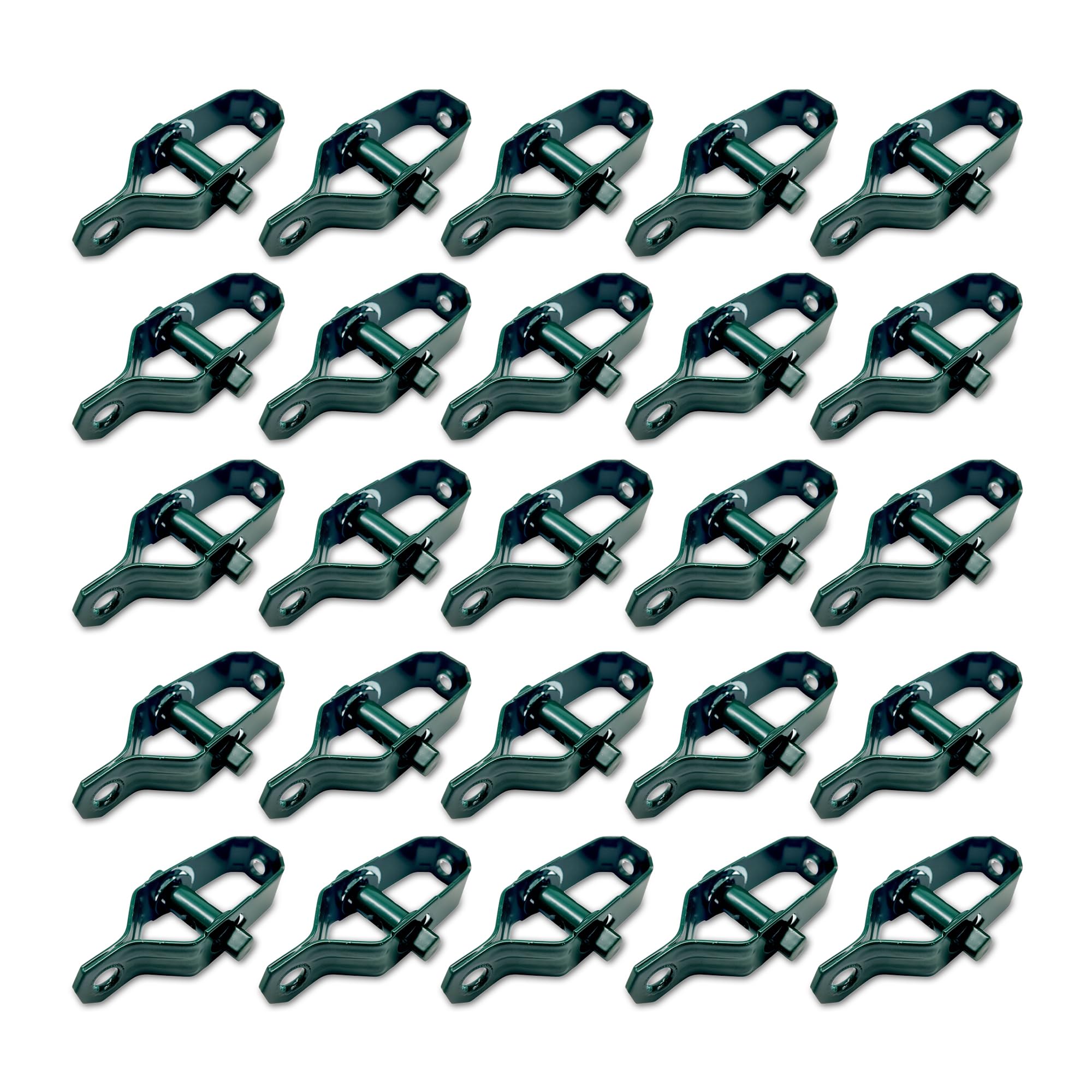 DOJA Barcelona Industrial Fence Wire Tensioner in Galvanised Steel – Green - Pack of 25 - Ratchet Wire Strainer and Garden Tightener for Metal Mesh Fencing, Trellis Support, Turnbuckle