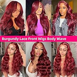 22Inch 99J Body Wave Lace Front Wigs Human Hair Pre