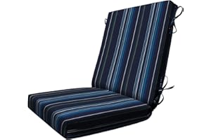 Honeycomb Outdoor Highback, 21" W x 42" L, Sunbrella Print Stanton Lagoon Outdoor Chair Cushions