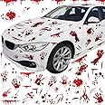 Red Blood Dripping Stickers - Halloween Car Decals, Self-Adhesive for Headlights, Windows, Headlamps, Taillights (Palm Style, 11 Sheet)