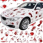 Frienda 11 Sheets Blood Splatter Stickers for Car,Palm Style,11 Sheet | Bloody Decals for Windows Headlights Taillights, Self-adhesive Halloween Accessories Handprint Footprint Horror Theme