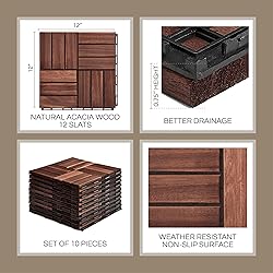 10 Pcs Interlocking Deck Tiles, Patio Flooring