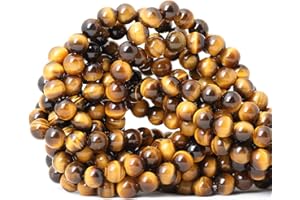 CHEAVIAN 45PCS 8mm Natural Yellow Tiger Eye Stone Gemstone Round Loose Beads for Jewelry Making DIY Findings 1 Strand 15"