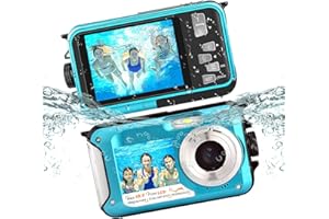 POSSRAB 13FT Underwater Camera, 48MP Photo 2.7K Video Waterproof Camera, Dual Display EIS Digital Underwater Camera for Snork