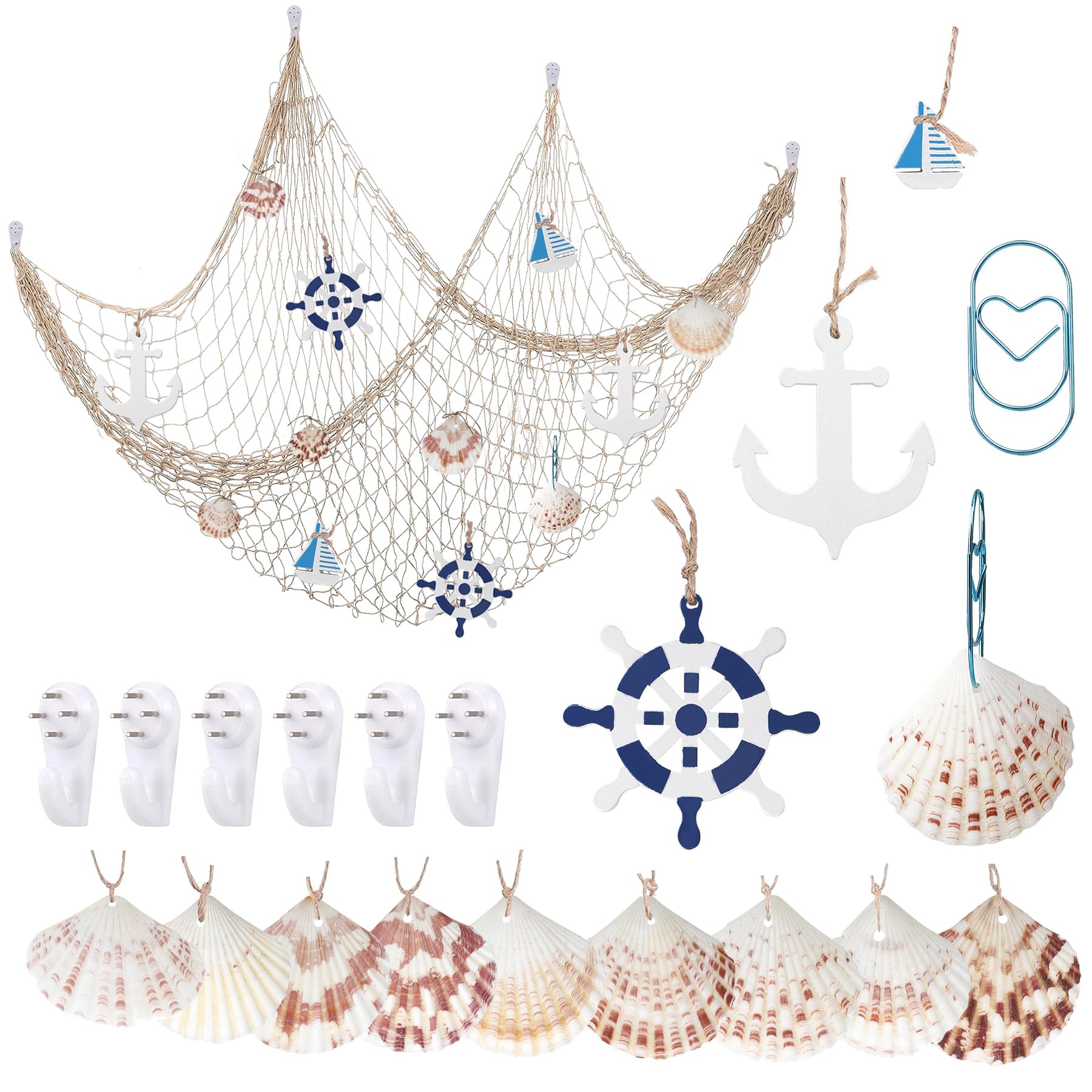 YSDMY Decorative Fishing Net 1M*2M With Sea Shells - Nautical Ornaments for Home Bedroom Mediterranean Party Decor