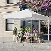 PHONWHON Shades 10x10 Pop Up Canopy, Heavy Duty Beach Tent with Carrying Bag for Easy Moving, Sun Shelter for Parties, Events, Camping, Outdoor Gazebo with 420D PU Coated Waterproof White Fabric