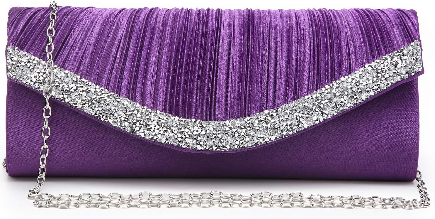 Women Satin Evening Bags Clutch Purses Wedding Purse Formal Handbags Party Prom Clutches with Rhinestone