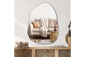 PERFNIQUE Irregular Wall Mirror Asymmetrical Mirror, 32''x24'' Black Mirror for Bathroom Bedroom Living Room Entryway, Decora