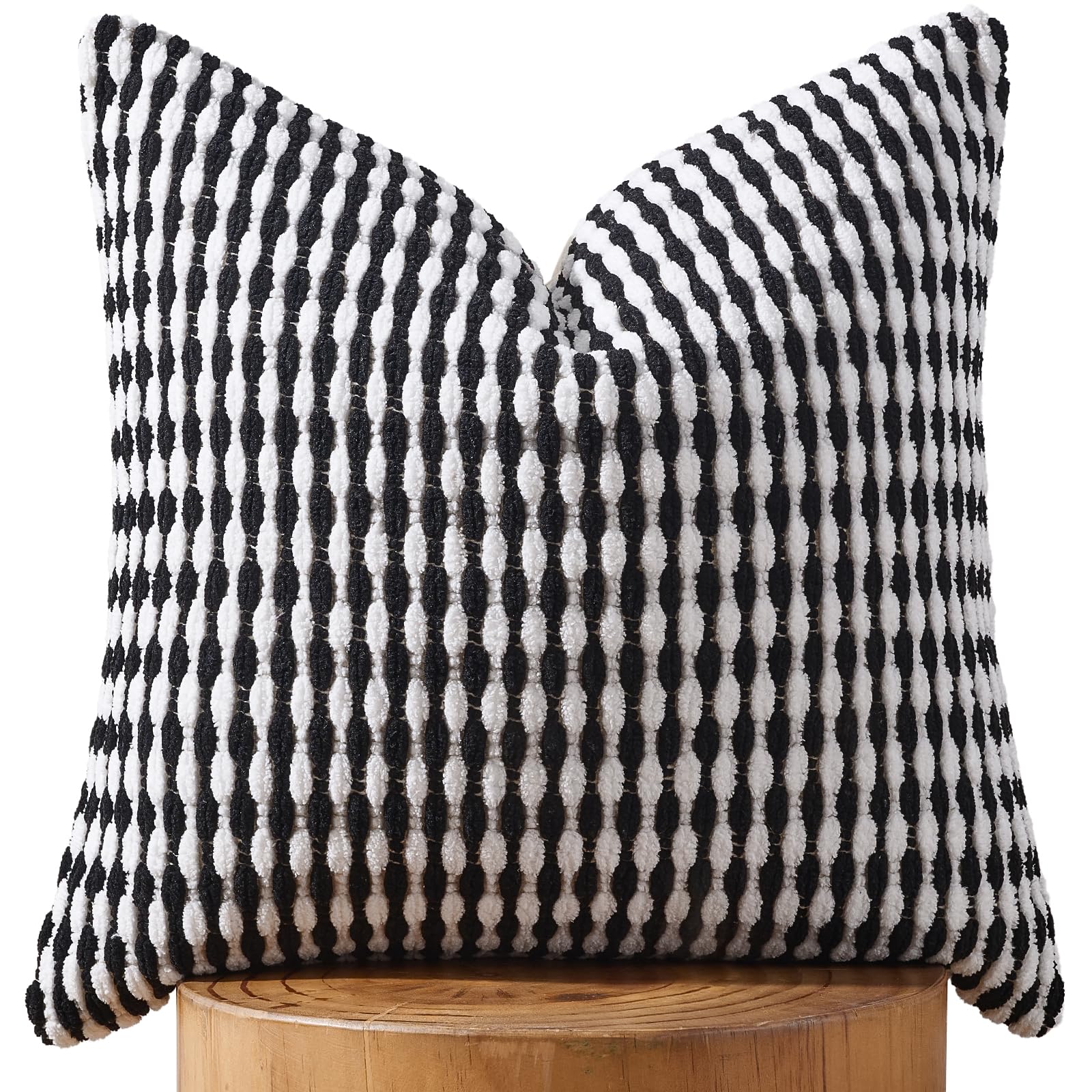 Photo 1 of AmHoo Boho Chenille Pillow Cover Decorative Tufted Pillowcase for Couch Bed Sofa Bedroom Living Room Modern 18 x 18-Inch Black
