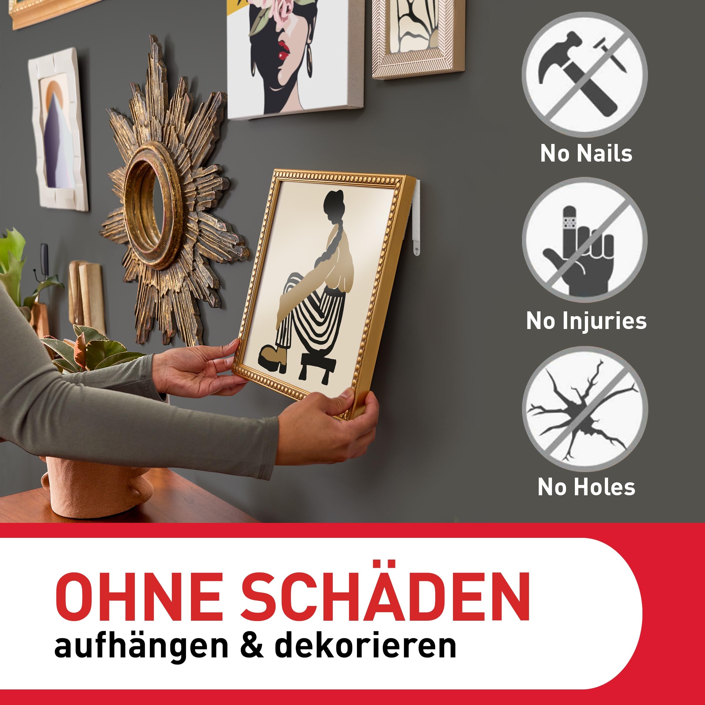 Command Klebestreifen, Vorteilspack 4x2 Mittel und 8x2 Größe L (24 Strips), Weiß - Bilder Aufhängen ohne Bohren, Streifen halten bis zu 7 kg, Rückstandsfreies Ablösen 4