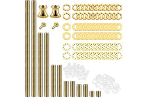 GOOCHAN Lamp Repair Hardware Assortment,All Thread Pipe Lamp Rod,Includes Lamp Nipples,Coupling Pipe Connectors,Switch Knobs,Washers & Lock Nuts (Gold Color/Including 12 Inch Lamp Rod Kit, 136)