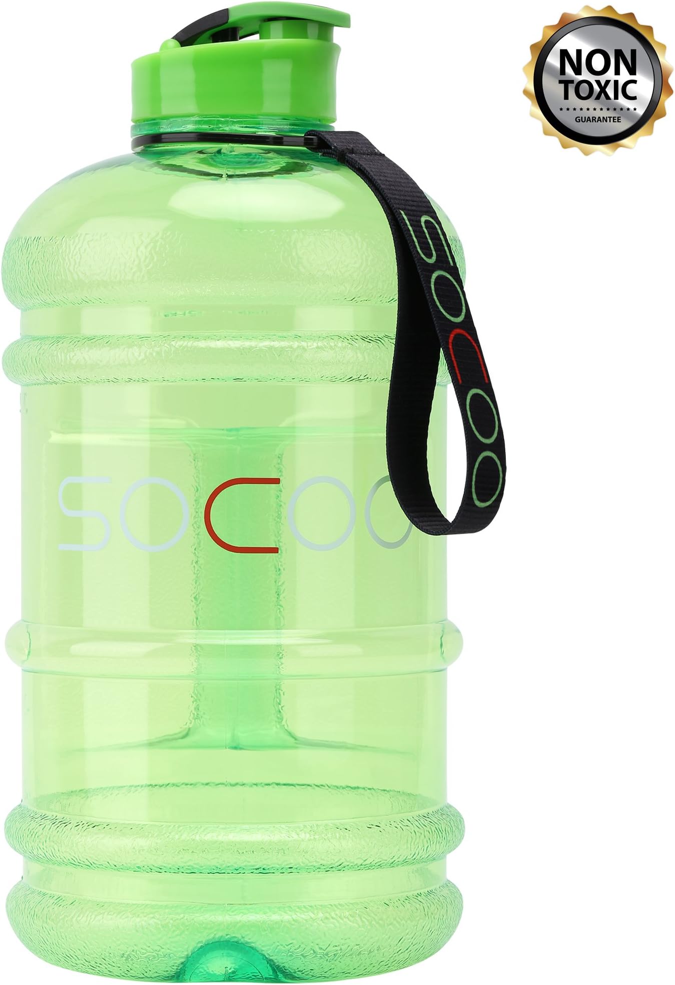 Half Gallon Water Bottle Dishwasher Safe US Eastman Tritan BPA Free Reusable Drinking Gym Water Bottle for Sports Travel Camping Hiking Hydrate Large Water Jug with Spout (Hand Wash Green)