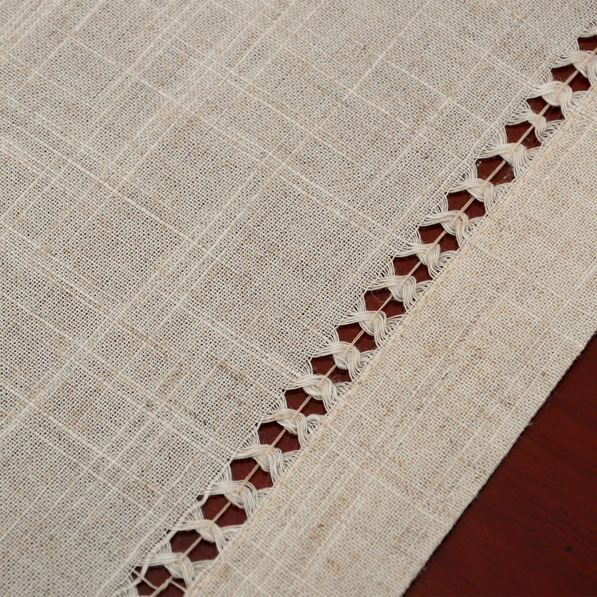 Grelucgo Handmade Hemstitched Natural Rectangle Lace Table Runners (14x48 inch): Home & Kitchen