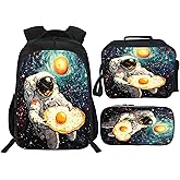 Neximag Astronaut Backpack 3 PCS Set for Boys Girls Kids, Fun Space School Bag with Lunch Box Pencil Case, Large Capacity for Elementary Middle School
