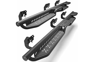 LONGSUN Running Boards Side Steps Two Raised Step Compatible with 2004-2008 Ford F150 SuperCrew (Only 4 Doors, 2 Stairs Side Step Rails Coated Black Carbon Steel Nerf Bars