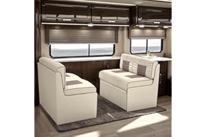 Qualitex De Leon RV Dinette, Bed with Storage, 40" Wide, Ultimate Leather, Bisque and Light Antelope