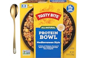 moofin TASTY BITE Protein Bowls, 8.8 Oz Includes Golden SS Spoon - Mediterranean Plant-Based Protein Bowl Prepared Meals, Microwave Meals Ready in Minutes, Convenient Ready To Eat Meals [Pack of 1]